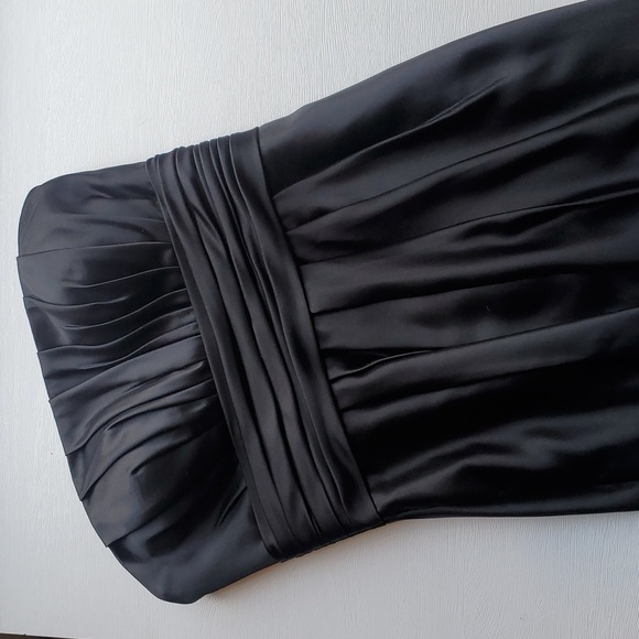 Bill Levkoff Black Satin Strapless Cocktail Dress 10 - Picture 2 of 6
